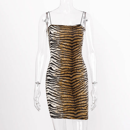 European And American Leopard Print Slip Dress Dress