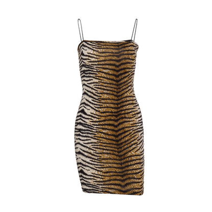 European And American Leopard Print Slip Dress Dress