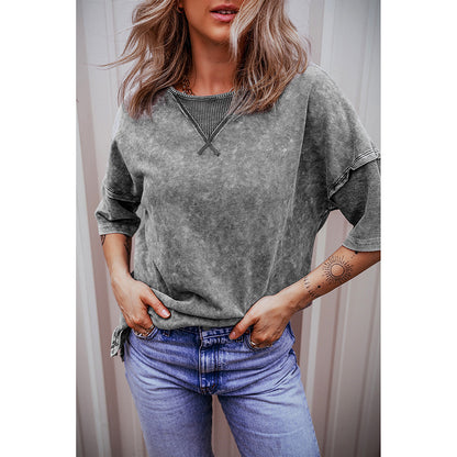 Women's Pullover Round Neck Half Sleeve Loose Short Sleeve