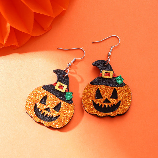 Women's Halloween Pumpkin Hat Multi-layer Handmade Frosted Earrings