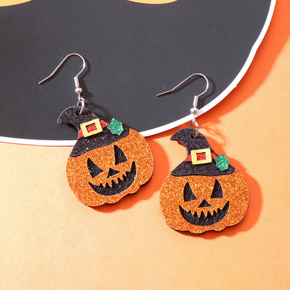 Women's Halloween Pumpkin Hat Multi-layer Handmade Frosted Earrings