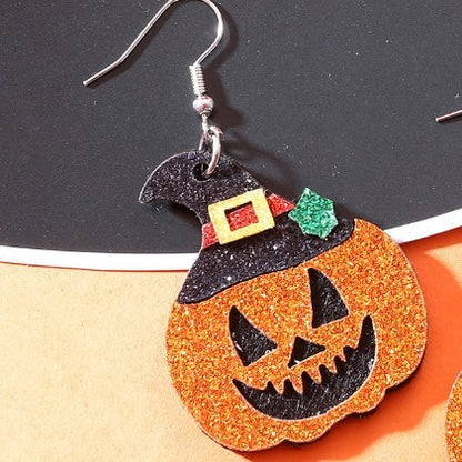 Women's Halloween Pumpkin Hat Multi-layer Handmade Frosted Earrings