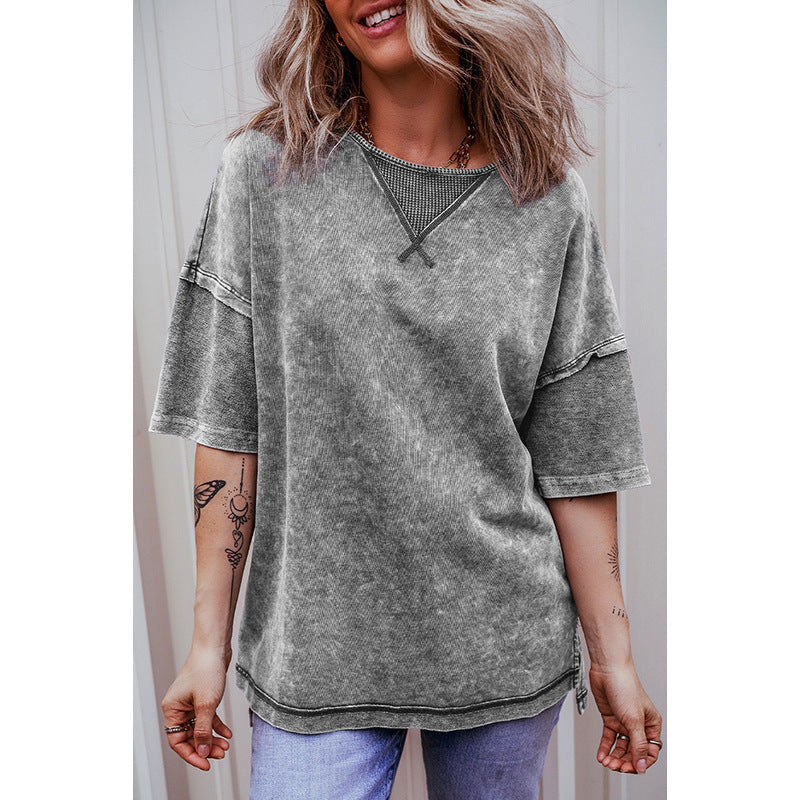 Women's Pullover Round Neck Half Sleeve Loose Short Sleeve