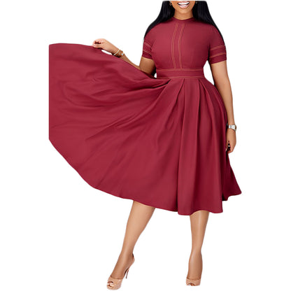 Women's Elegant Stitching Ruffle A- Line Dress