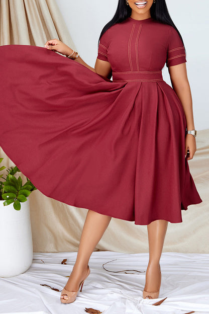 Women's Elegant Stitching Ruffle A- Line Dress