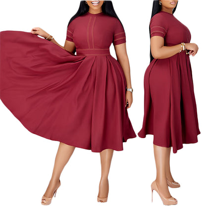 Women's Elegant Stitching Ruffle A- Line Dress