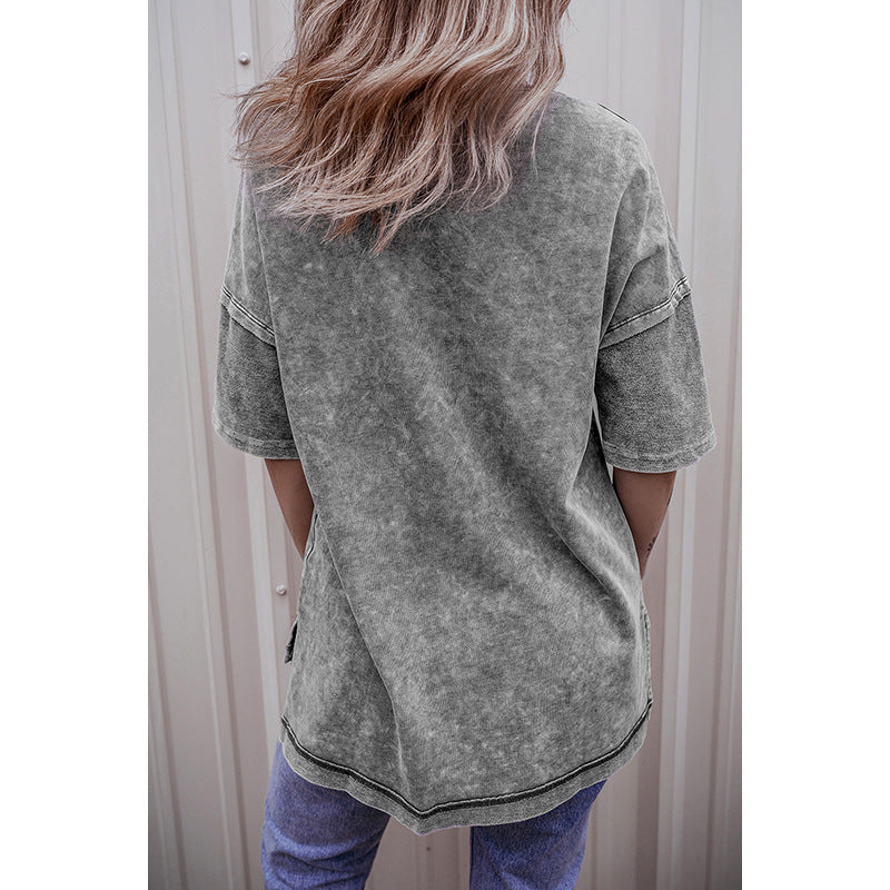 Women's Pullover Round Neck Half Sleeve Loose Short Sleeve