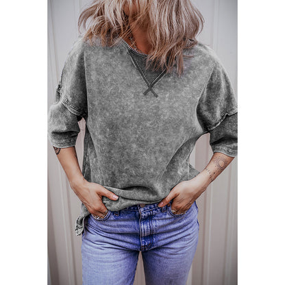 Women's Pullover Round Neck Half Sleeve Loose Short Sleeve