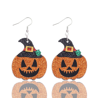 Women's Halloween Pumpkin Hat Multi-layer Handmade Frosted Earrings